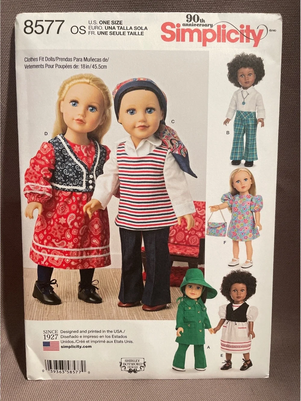 Simplicity 8577 18 In Doll Clothes Sewing Pattern 7 Retro 1970s Outfits UNCUT